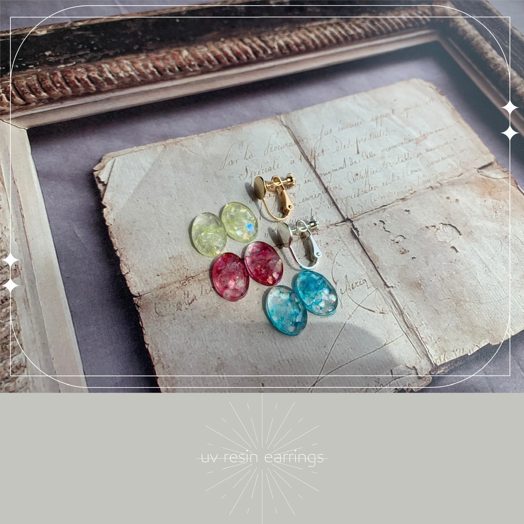 きらきら瞬く硝子の欠片イヤリング