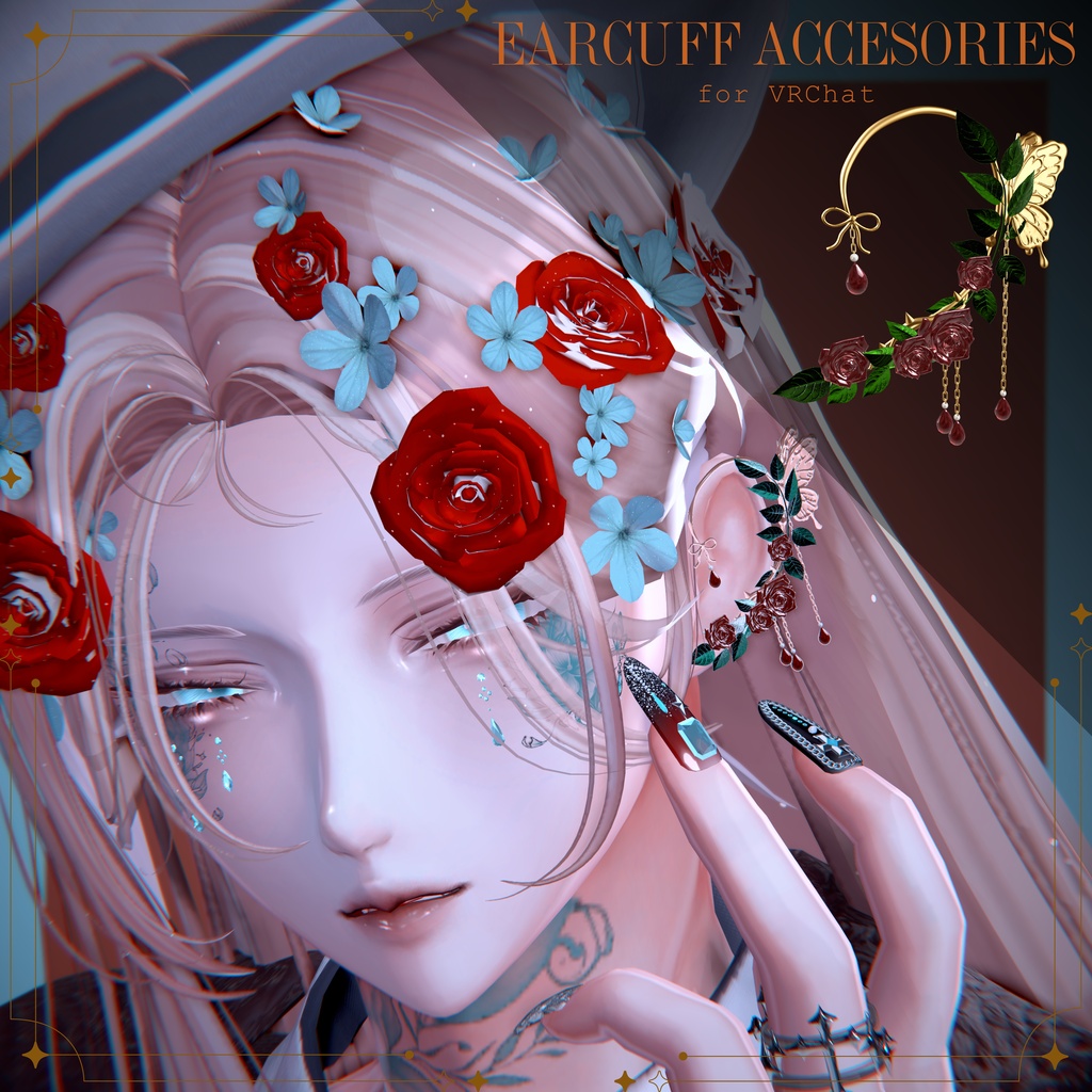 【６アバター対応】Rose Waltz -earcuff accesories-
