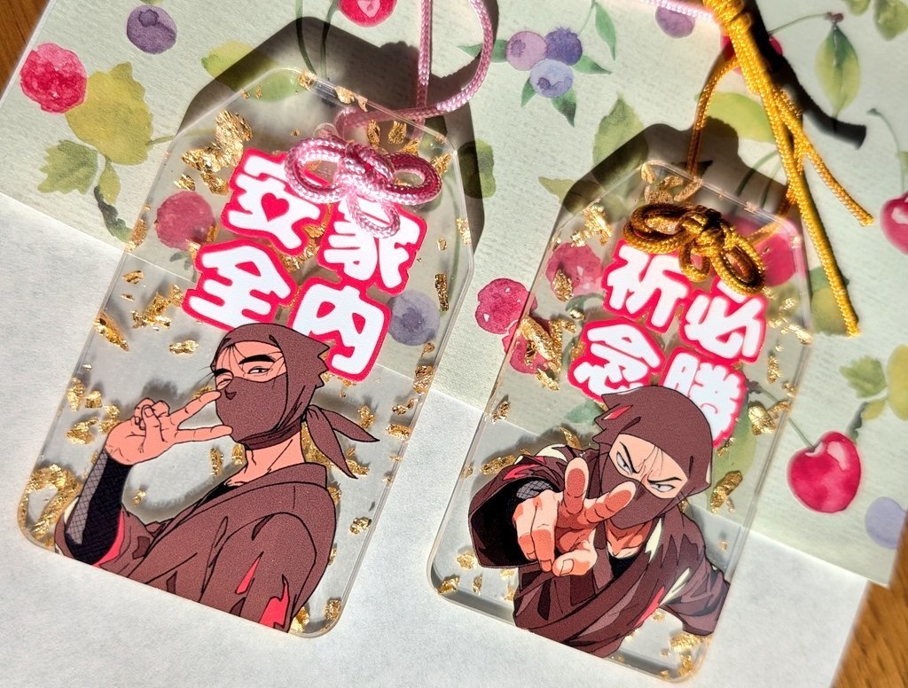 【新作】透明アクリルおまもり（烏帽子親子セット）