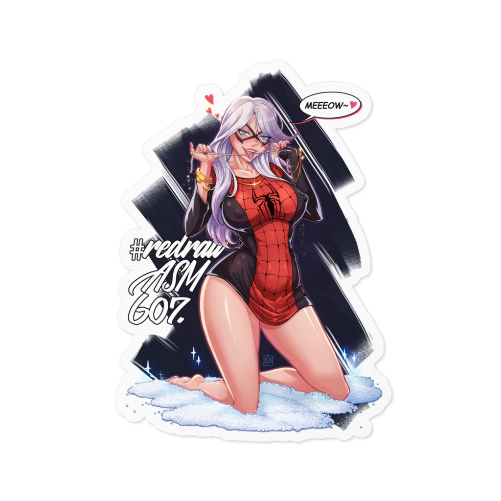 #Redraw ASM 607 Black Kitty Cat Lady Sticker A