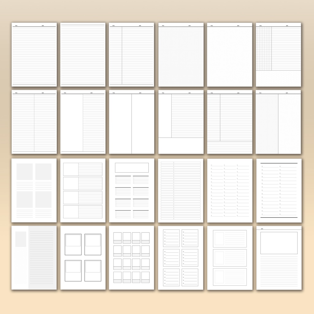 デジタルノート用ペーパーテンプレート(縦+横)NO.08