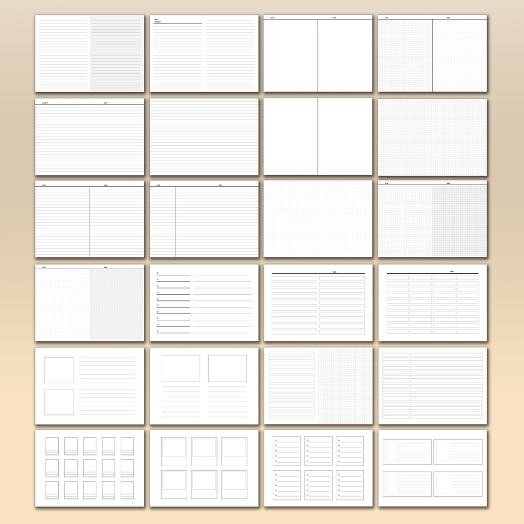 デジタルノート用ペーパーテンプレート(縦+横)NO.08