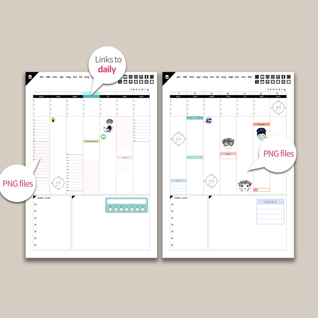 日付なしデジタルプランナー ホワイト NO.09