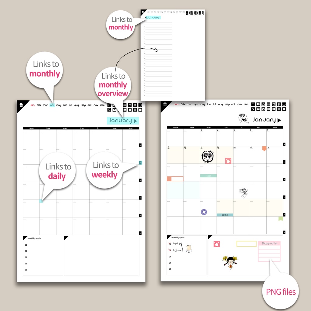 日付なしデジタルプランナー ホワイト NO.09