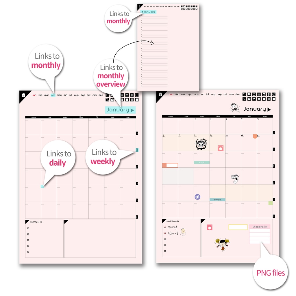 日付なしデジタルプランナー ピンク NO.10