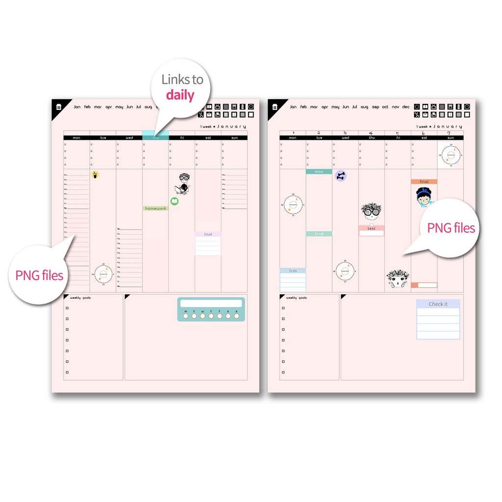 日付なしデジタルプランナー ピンク NO.10