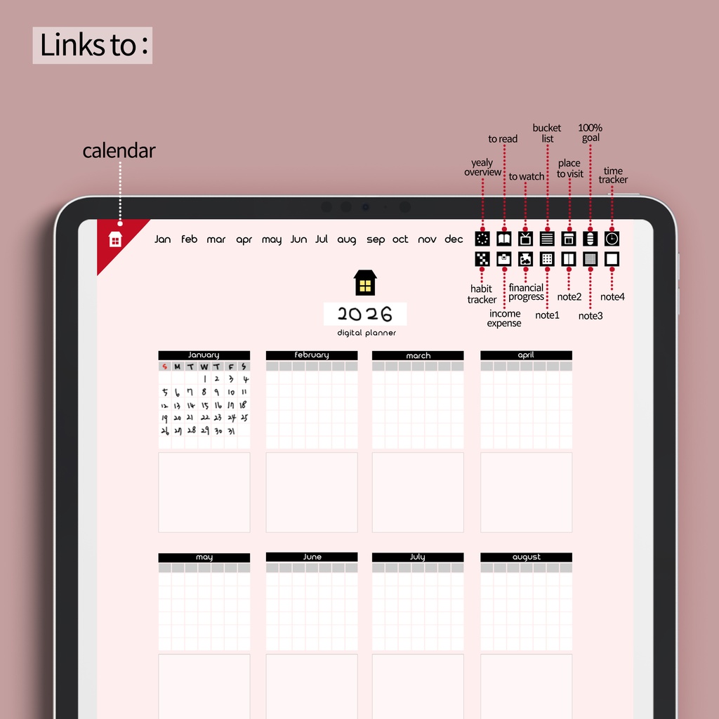 日付なしデジタルプランナー ピンク NO.10