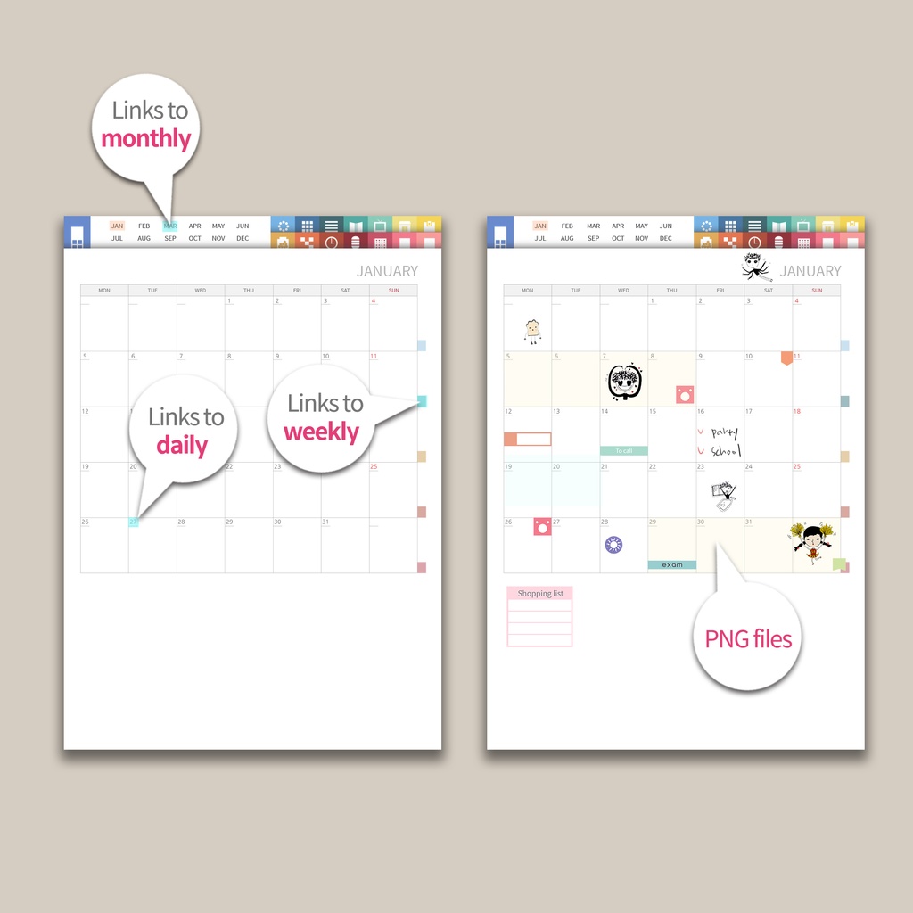 2026デジタルプランナー縦型 - レインボー NO.18