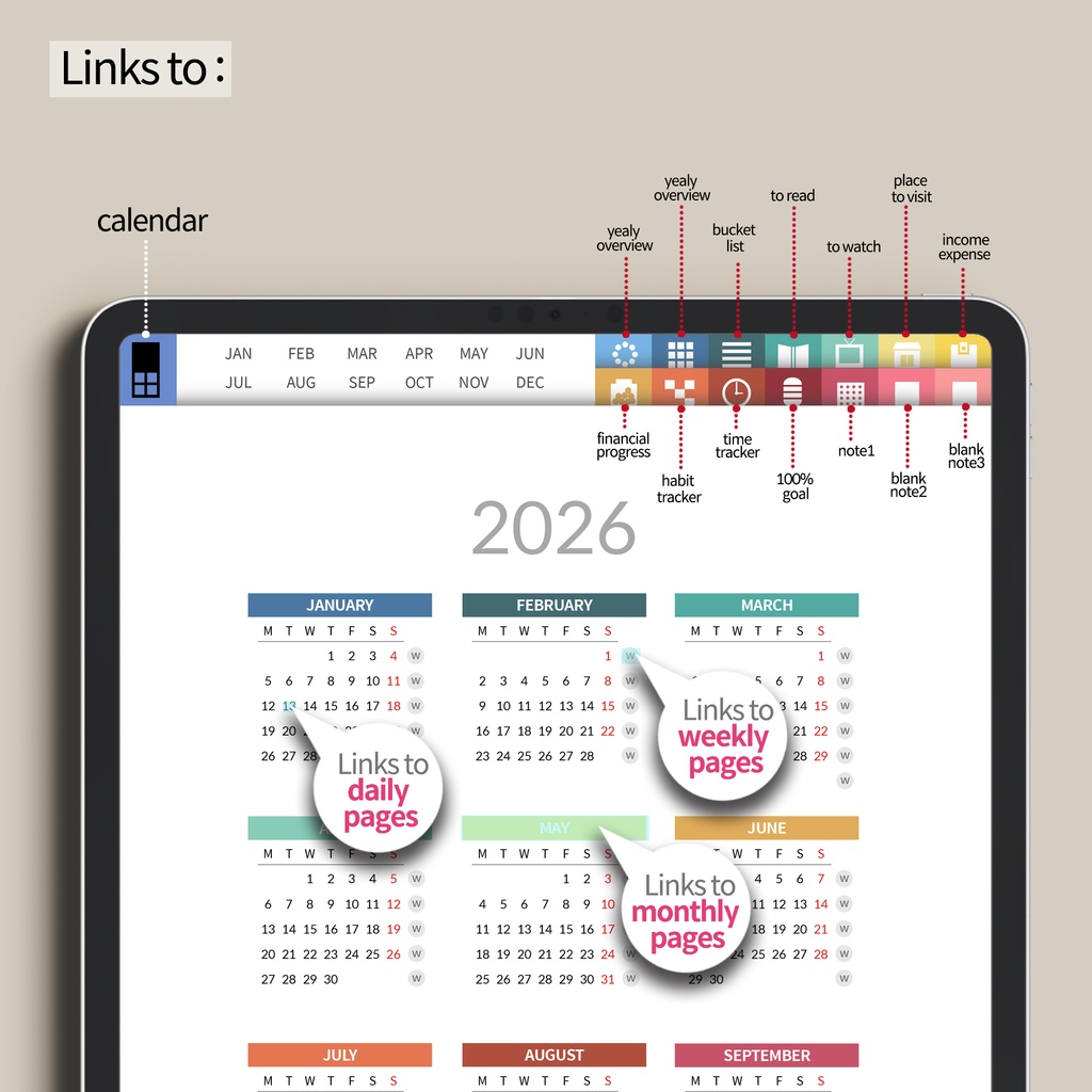 2026デジタルプランナー縦型 - レインボー NO.18