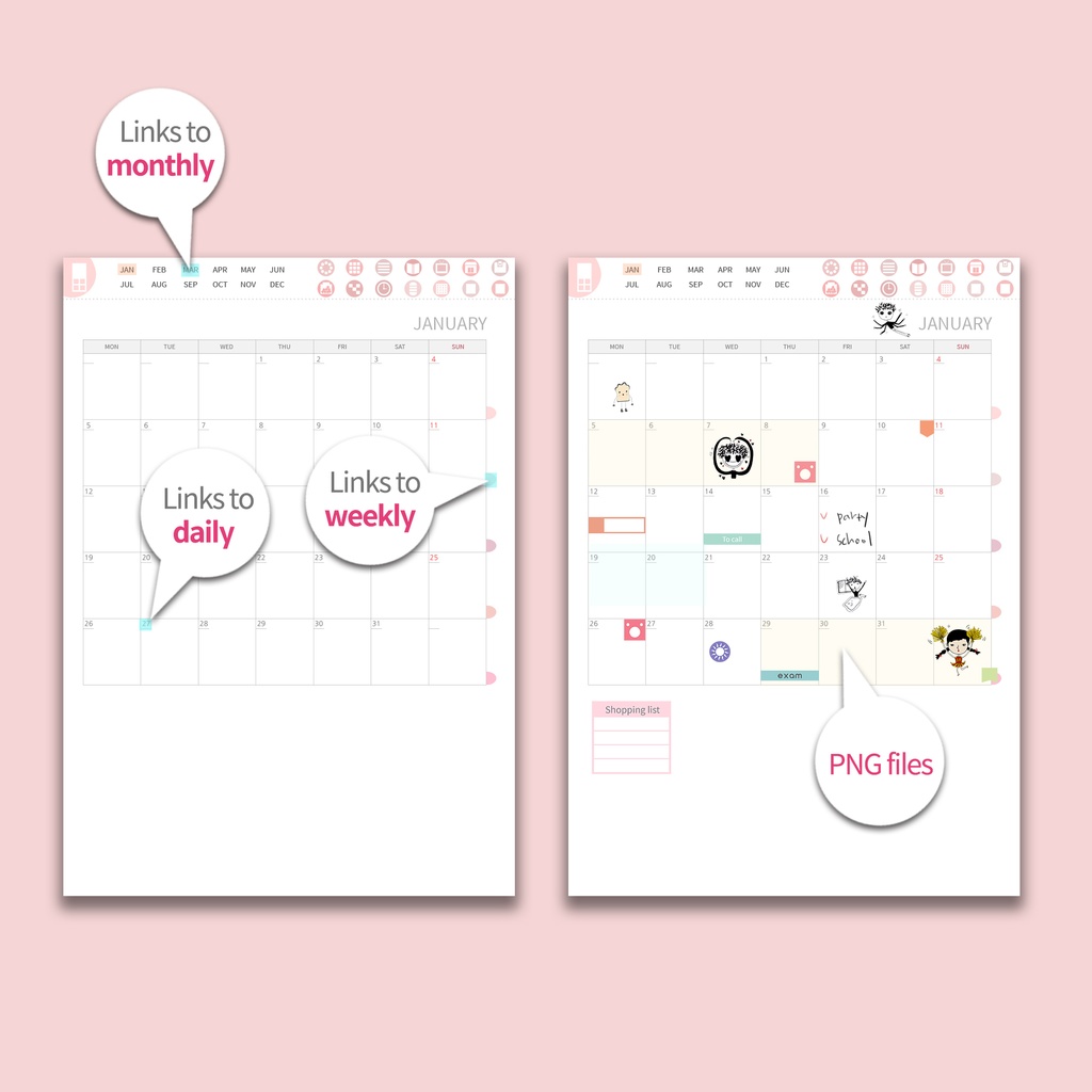 2026デジタルプランナー縦型 - ピンク NO.19