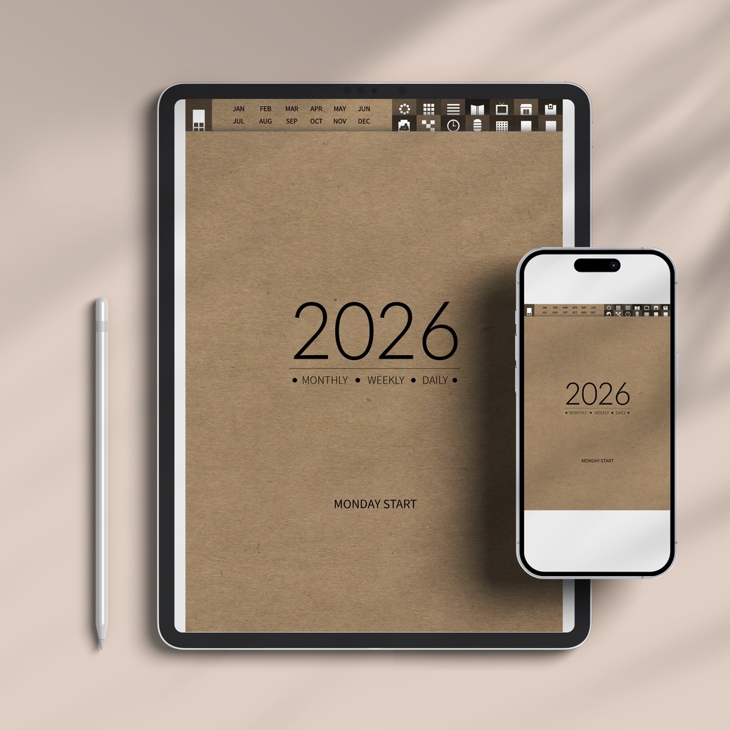 2026デジタルプランナー縦型 クラフト NO.20