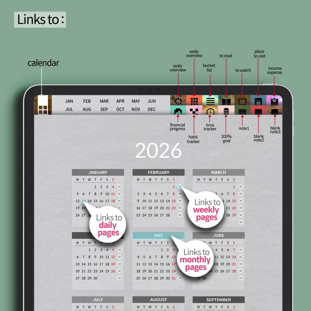 2026デジタルプランナー縦型 クラフト NO.21