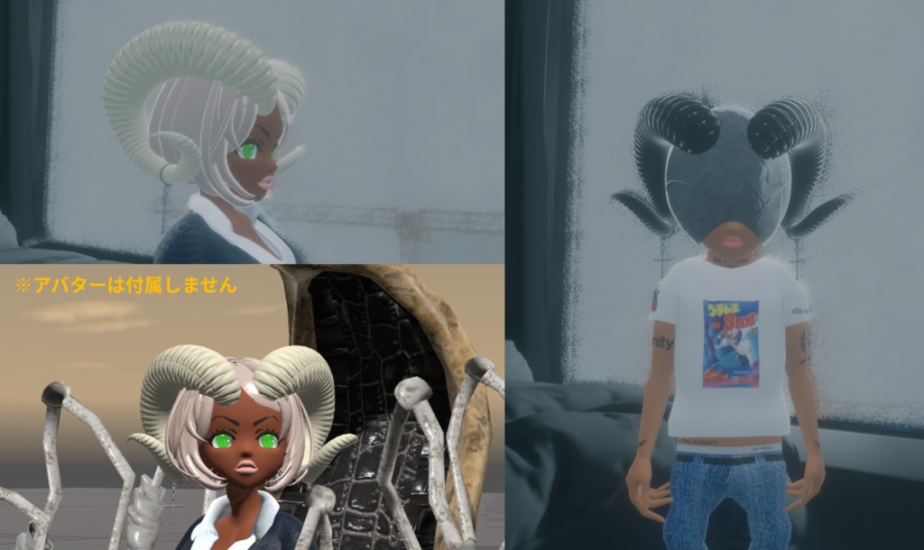 White/  Black horn(ツノ装飾品):2色セット※おまけつき 無料!