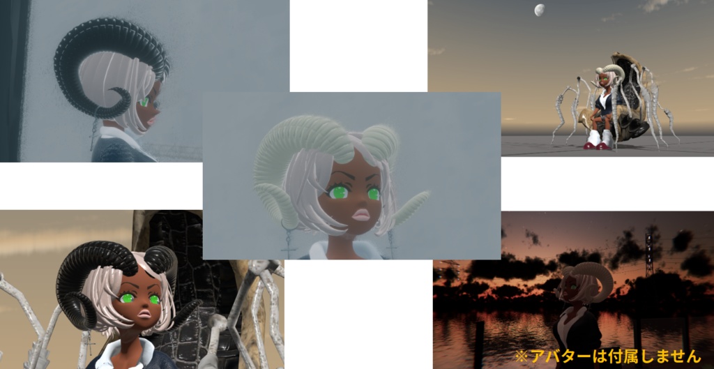 White/  Black horn(ツノ装飾品):2色セット※おまけつき 無料!