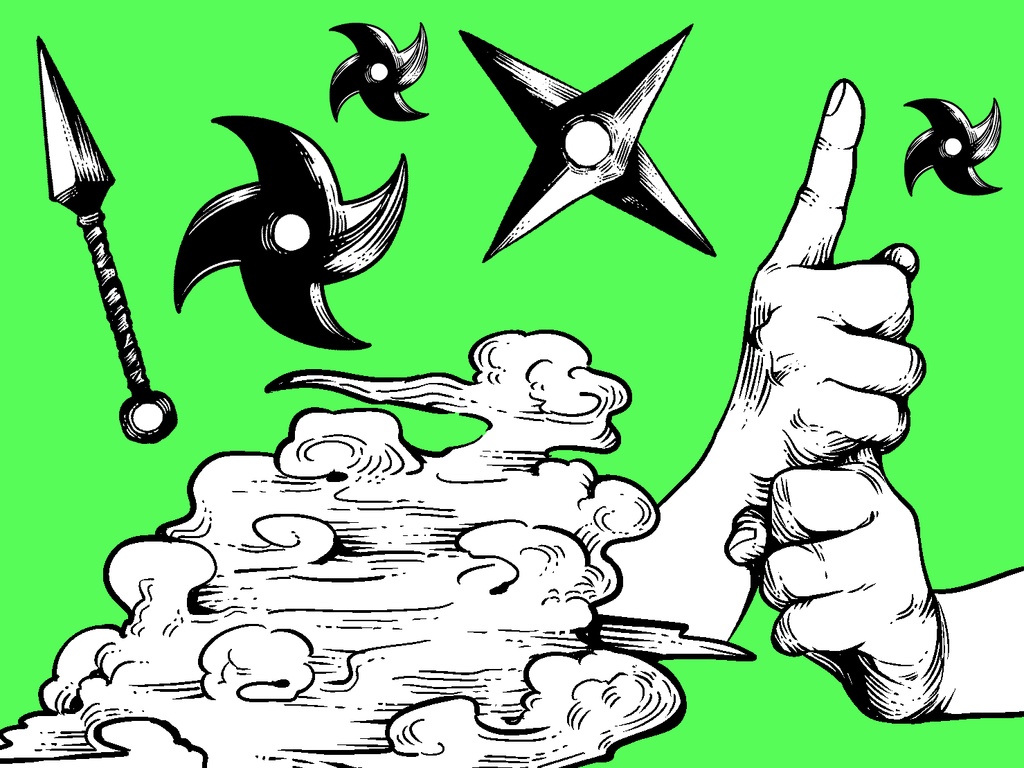 ヴィンテージ風素材：忍者イメージ11種