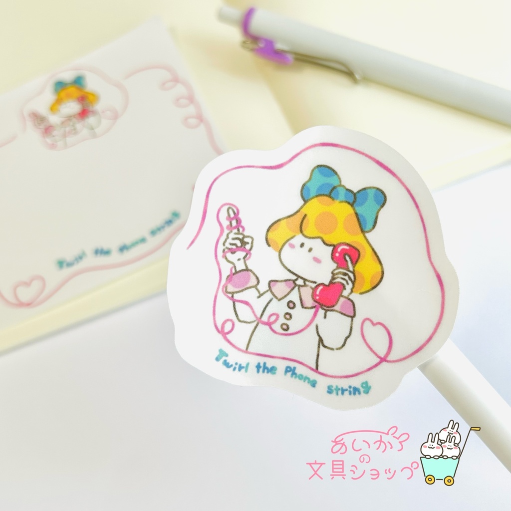 電話 女の子 ステッカー 1枚