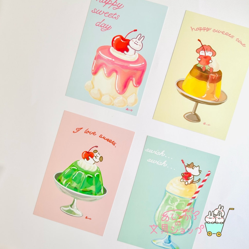 ポストカード　4枚セット　desserts