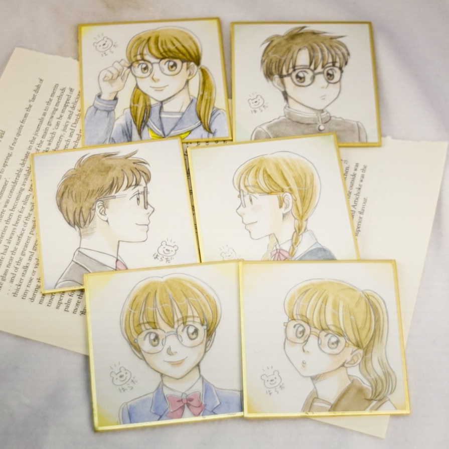 【制服めがね】豆色紙6種(水彩画バージョン)