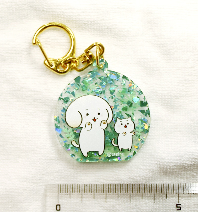 たえいぬ＆たえねこエメラルドアクリルキーホルダー