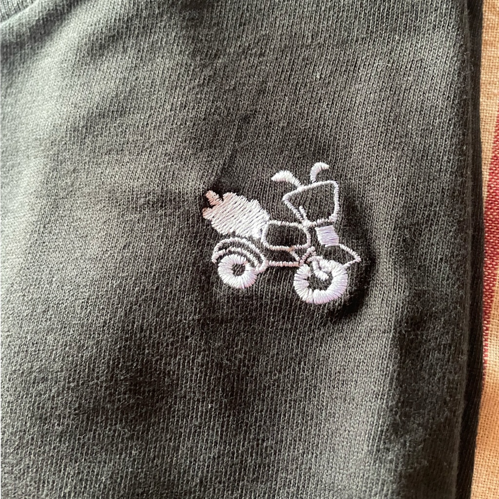 らいおん丸刺繍3/4ラグランスリーブTシャツ