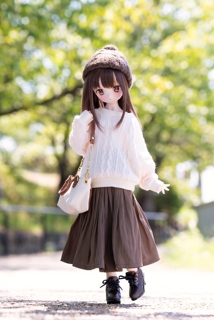 【10月13日開始】MDD S〜L胸サイズ オーバーサイズニット(アイボリー)&ロングスカート(カーキブラウン)2点セット
