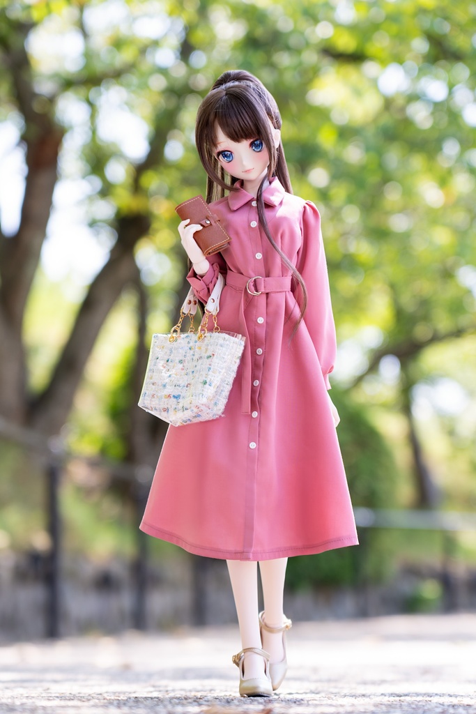 DD/S〜L胸 ワンピース無地ピンク(ベルト付き)