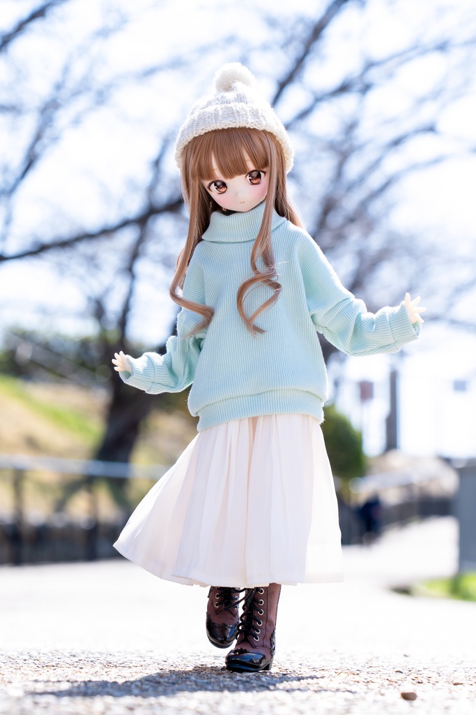 【5〜10日で発送】MDD S〜L胸サイズ オーバーサイズニット(パステルグリーン)&ロングスカート(オフホワイト)2点セット