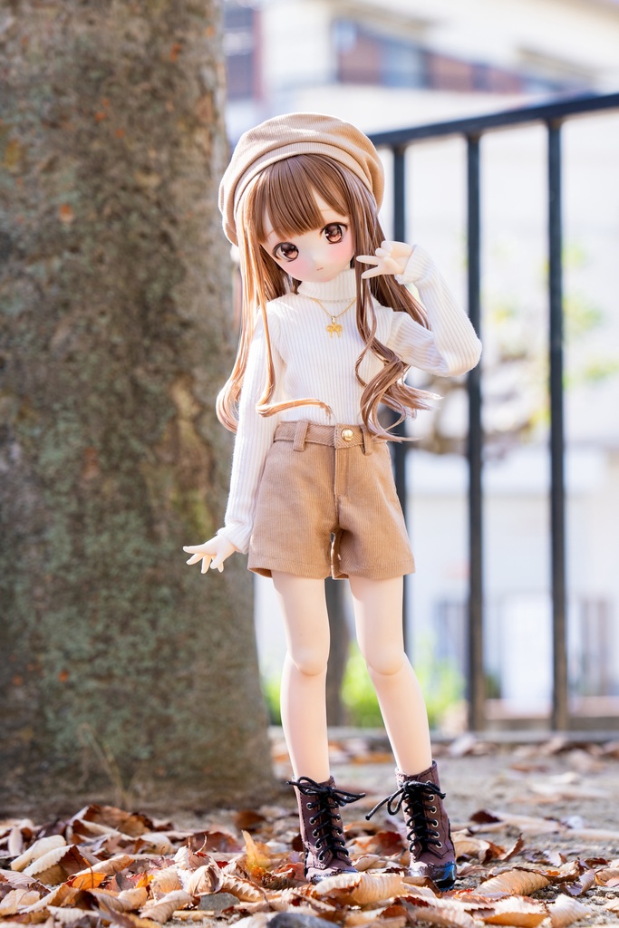 【10月26日開始】MDDサイズ/タートル(ホワイト)&ショートパンツ(ベージュ)2点セット