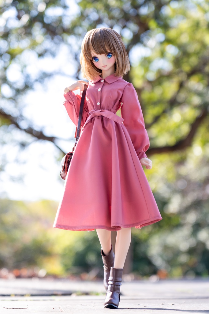 DD/S〜L胸サイズ ブラウス＆フレアスカート＆ウエストリボン3点(ピンク)セット