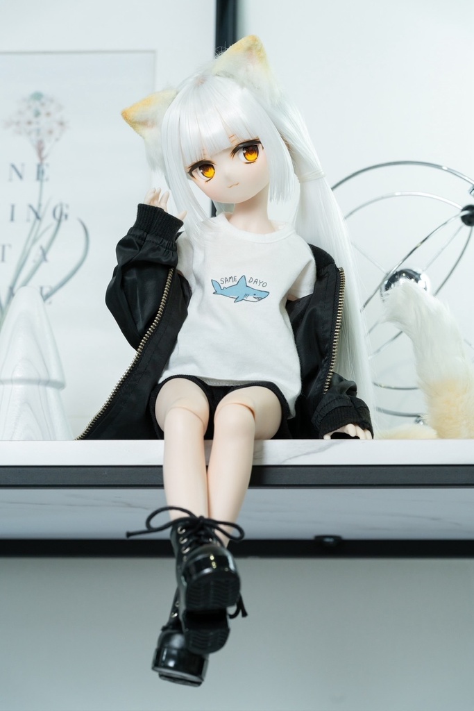 MDD S〜L胸サイズ アイロンプリント(サメ)フレンチスリーブTシャツ単品