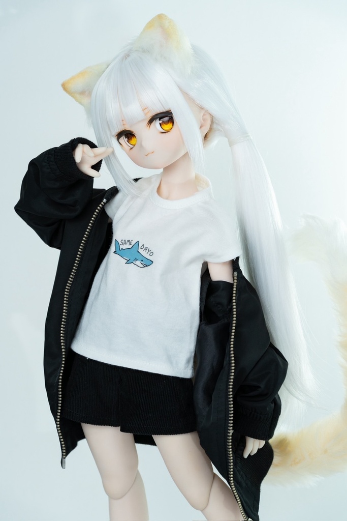 MDD S〜L胸サイズ アイロンプリント(サメ)フレンチスリーブTシャツ単品