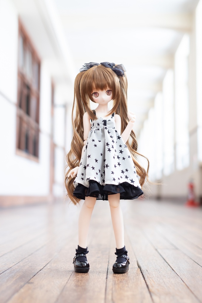 MDD/S〜M胸サイズ星柄シフォンワンピース単品