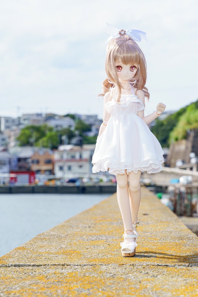 MDD/S〜L胸サイズシフォンフリルワンピース単品(ホワイト)