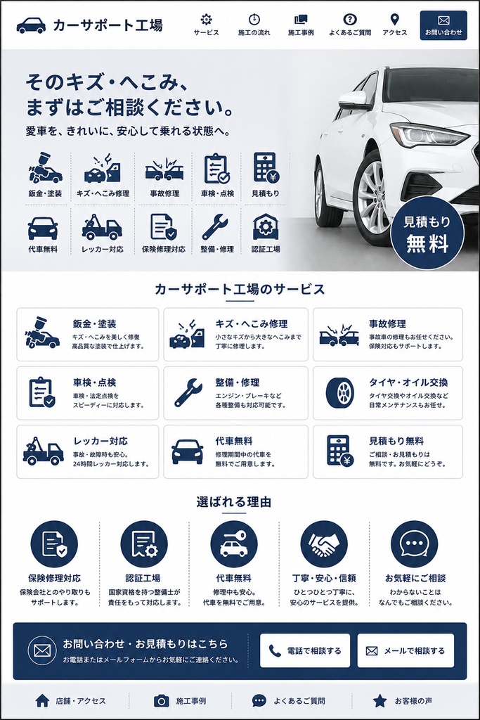 自動車整備・鈑金塗装アイコン50種|9色・背景透過PNG|商用利用OK