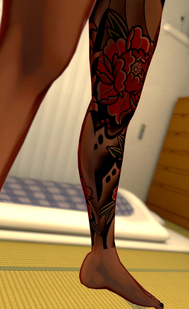 【珍飯亭共通素体専用】足 和彫り 〜牡丹と鯉〜 tattoo texture