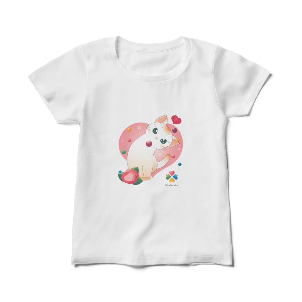 ナタリーハート型（ピンク）レディースTシャツ