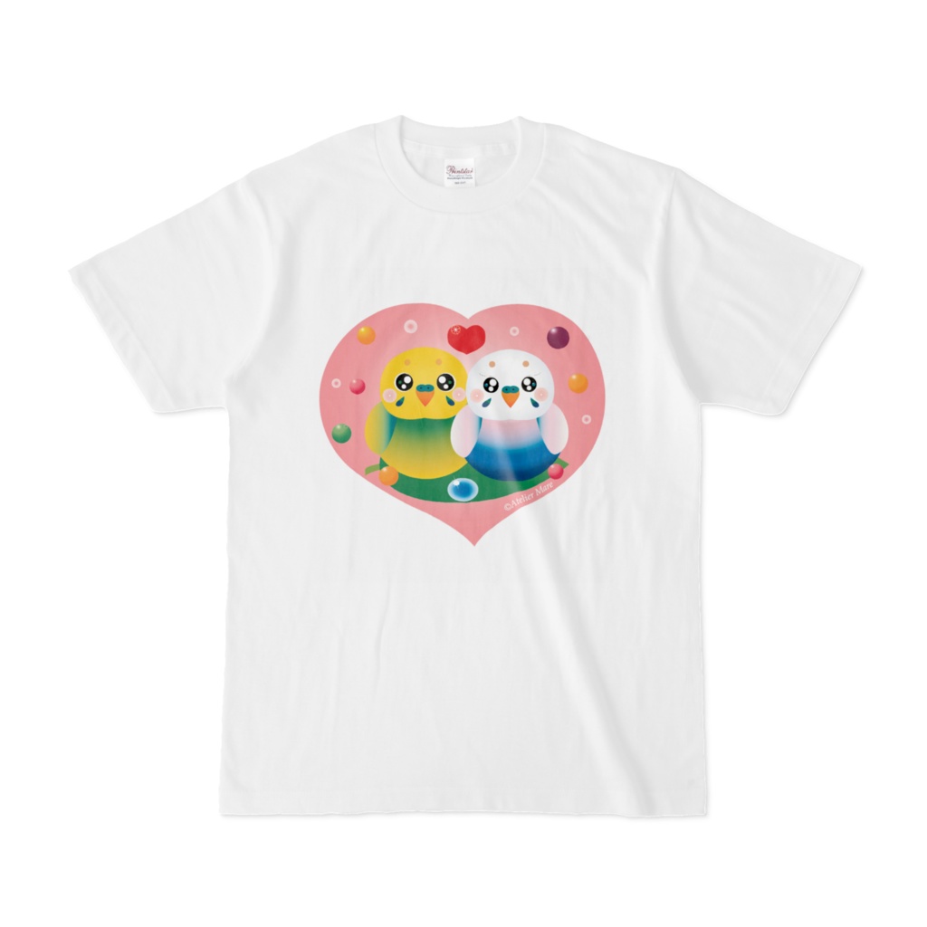 ラブラブ♡インコのカップル　ハート型（ピンク）