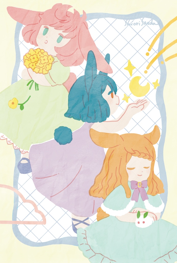 ポストカード：うさぎ三姉妹