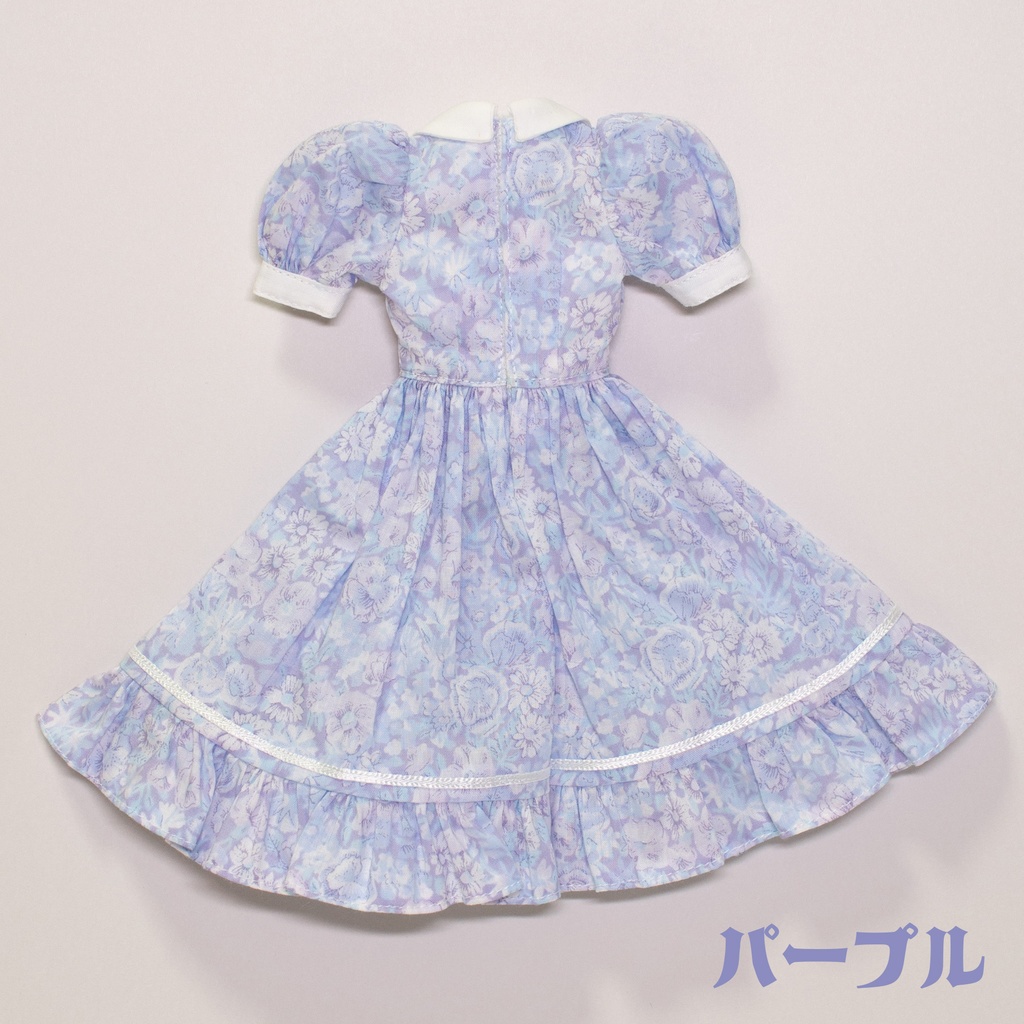 パフスリーブワンピース丸襟