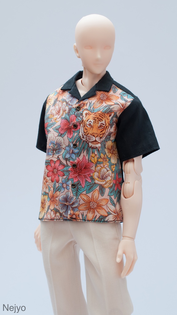 【オビツボディ30】半袖開襟シャツ 虎柄