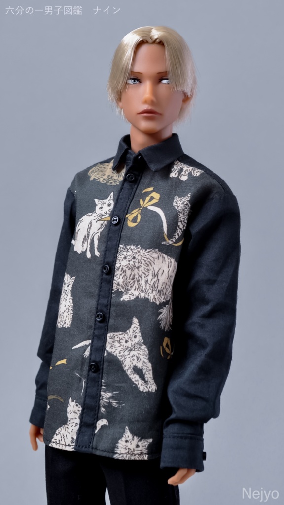 【オビツボディ30】長袖シャツ『猫とリボン』