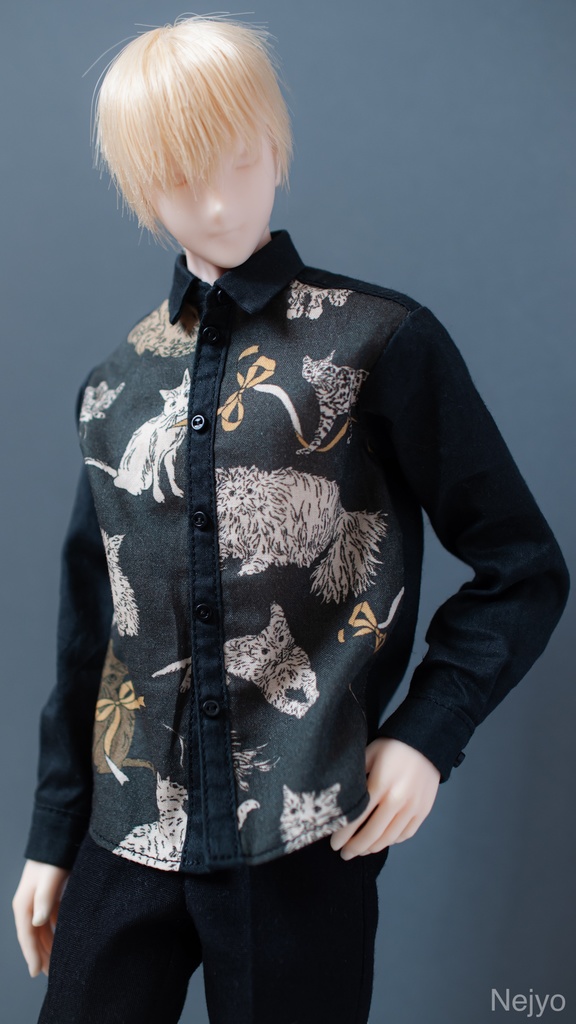 【オビツボディ30】長袖シャツ『猫とリボン』