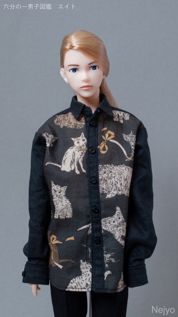 【オビツボディ30】長袖シャツ『猫とリボン』