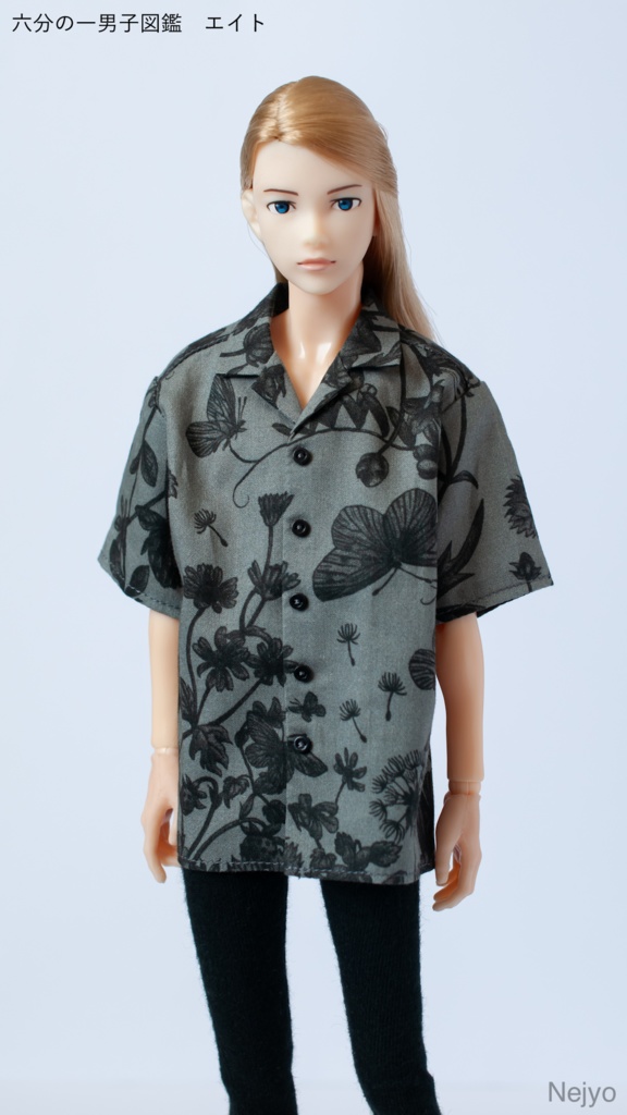 【オビツボディ30】半袖開襟シャツ『曇天の蝶』