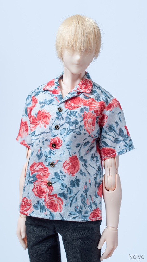 【オビツボディ30】半袖開襟シャツ『Dancing Roses』