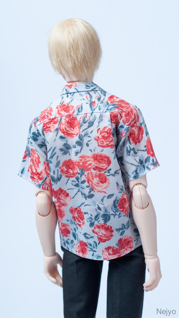 【オビツボディ30】半袖開襟シャツ『Dancing Roses』