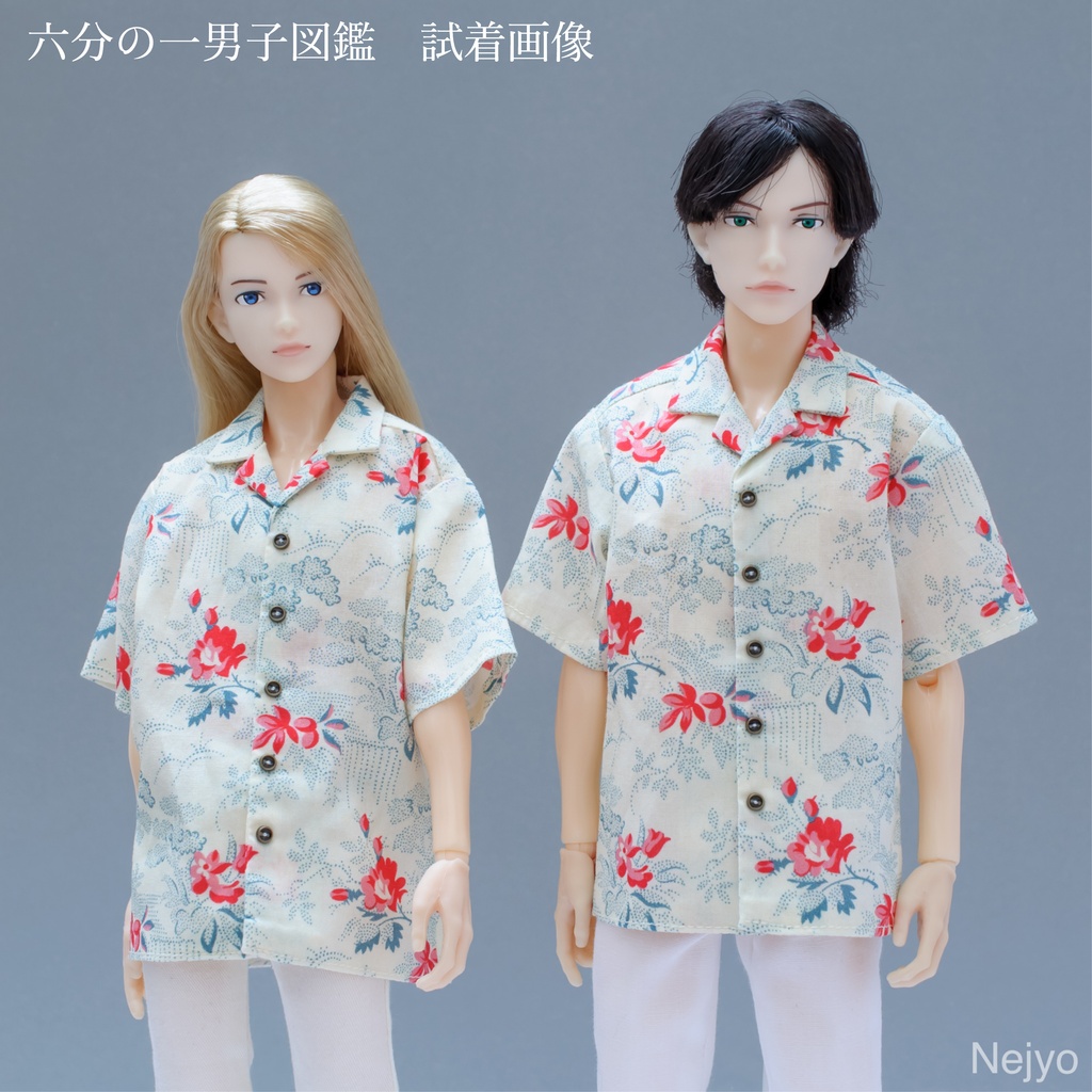 【オビツボディ30】半袖開襟シャツ『朱い花』