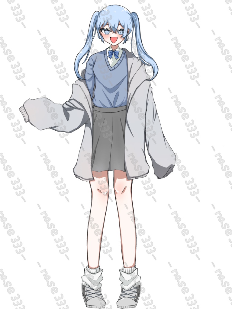 【立ち絵】無料分あり⭕️ツインテールの女子高生【差分あり】