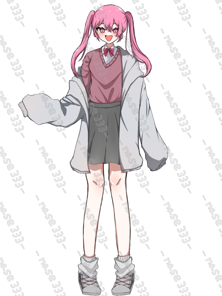 【立ち絵】無料分あり⭕️ツインテールの女子高生【差分あり】