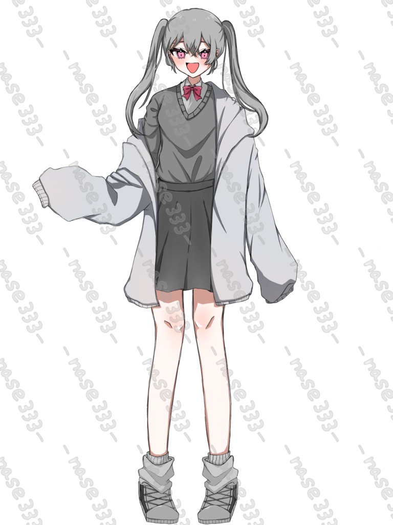 【立ち絵】無料分あり⭕️ツインテールの女子高生【差分あり】